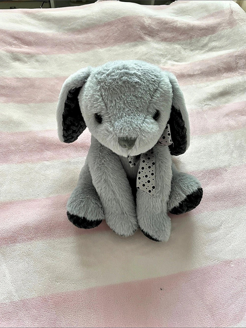 Hug & Luv Gray & Black Polka Dot Plush Bunny
